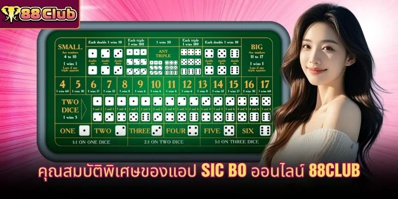 คุณสมบัติพิเศษของแอป Sic Bo ออนไลน์ 88CLUB